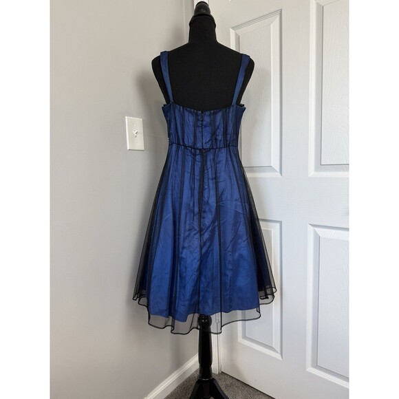 Vtg Y2K Babydoll Dress 11/12 Blue Black Mesh Bead Rhinestone Fairy Goth Whimsy - Picture 9 of 13